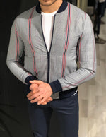 Load image into Gallery viewer, Faha Slim-Fit Colored Striped Jacket in Red-baagr.myshopify.com-Jacket-BOJONI
