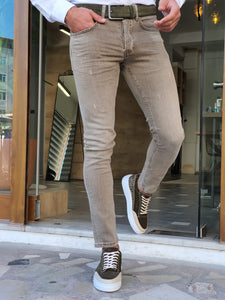 Forenzax Khaki Slim Fit Jeans-baagr.myshopify.com-Pants-BOJONI