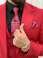 Load image into Gallery viewer, Bojoni Monte Red  Slim Fit Suit
