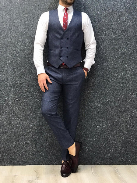 Olympia Navy Blue Slim Fit Suit | BOJONI