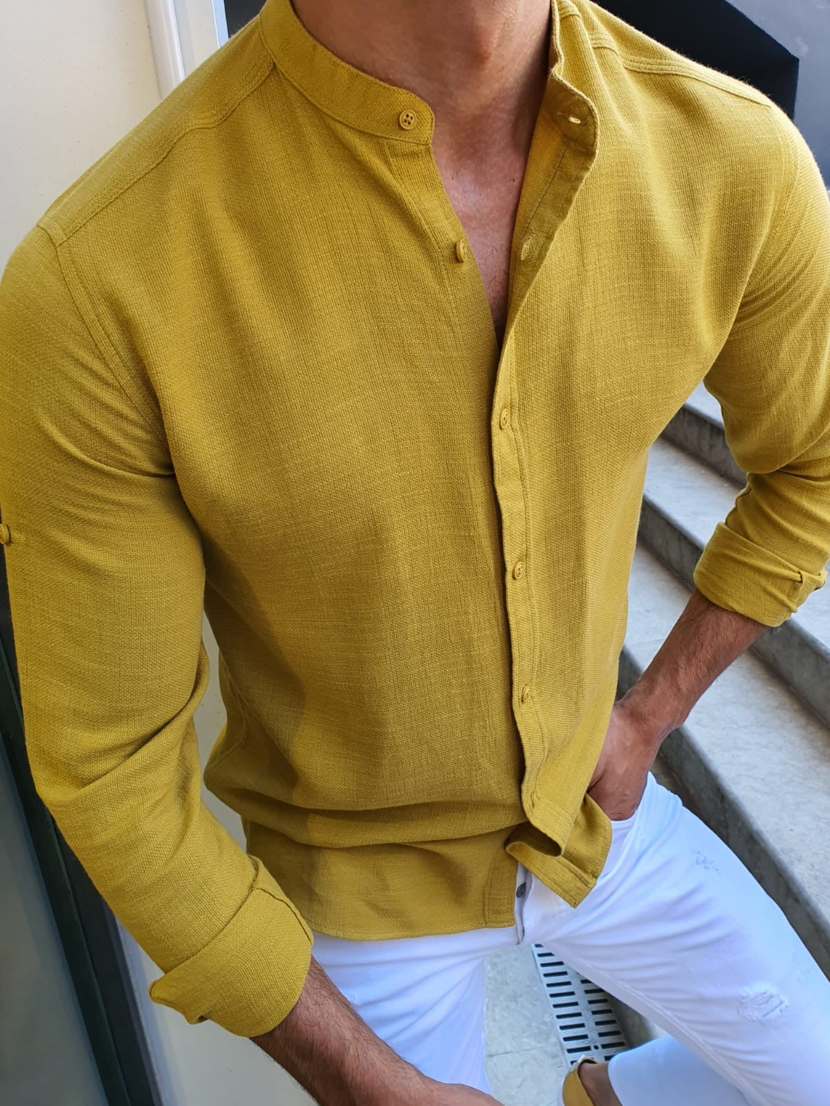 Madison Yellow Slim Fit Cotton Shirt-baagr.myshopify.com-Shirt-BOJONI