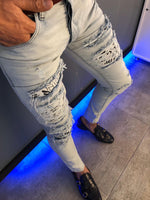 Load image into Gallery viewer, Paco Slim-Fit Ripped Jeans White-baagr.myshopify.com-Pants-BOJONI
