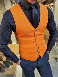 Ardenza Orange Slim Fit Vest-baagr.myshopify.com-suit-BOJONI