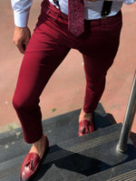 Load image into Gallery viewer, Major Slim-Fit Cotton Pants Claret red-baagr.myshopify.com-Pants-BOJONI
