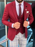 Load image into Gallery viewer, Slim-Fit Suit Vest Claret red-baagr.myshopify.com-suit-BOJONI
