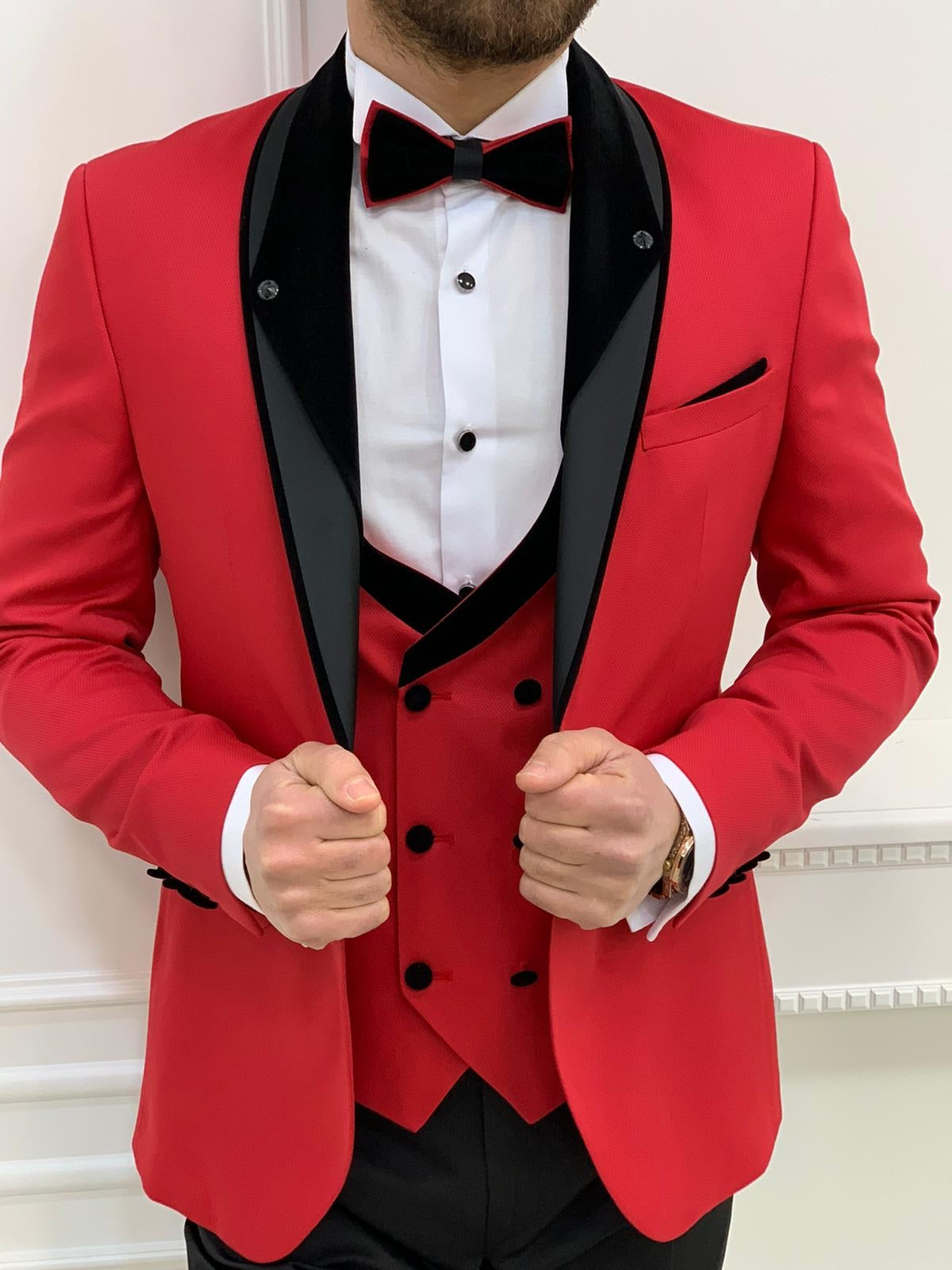Napolia Royal Red Slim Fit Tuxedo | Bojoni