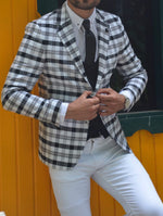 Load image into Gallery viewer, Skyesville Gray Slim Fit Plaid Suit-baagr.myshopify.com-suit-BOJONI
