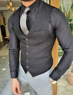 Load image into Gallery viewer, Garuzo Black Slim Fit Vest-baagr.myshopify.com-suit-BOJONI
