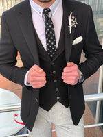 Load image into Gallery viewer, Fendis Slim-Fit Cotton Suit Vest Black-baagr.myshopify.com-suit-BOJONI
