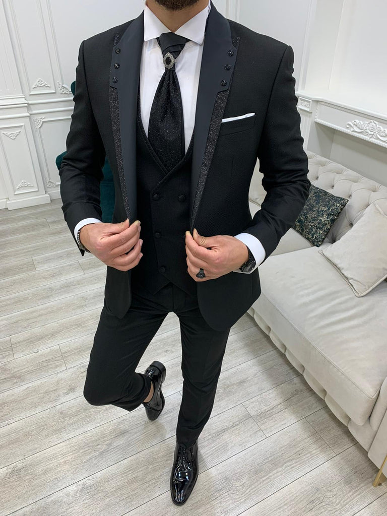 Bojoni Rockefeller Black Diamond Slim Fit Tuxedo | BOJONI