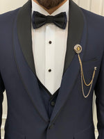 Load image into Gallery viewer, Bojoni Tishko Navy Shawl Collar Slim Fit Tuxedo
