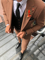 Load image into Gallery viewer, Mendess Slim-Fit Pattered Suit Vest Camel-baagr.myshopify.com-suit-BOJONI
