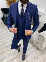 Load image into Gallery viewer, Vince Navy Blue Slim Fit Peak Lapel Suit-baagr.myshopify.com-1-BOJONI
