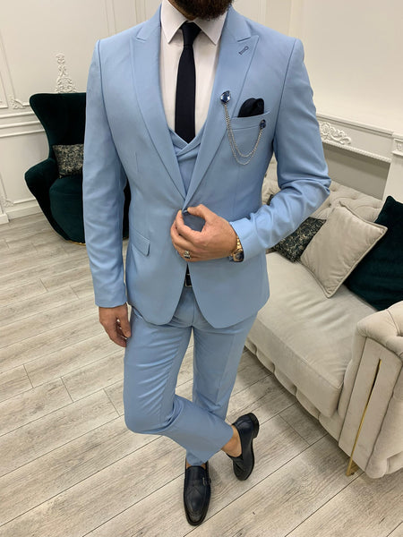 Bojoni Stefano Sky Blue Slim Fit Suit | BOJONI