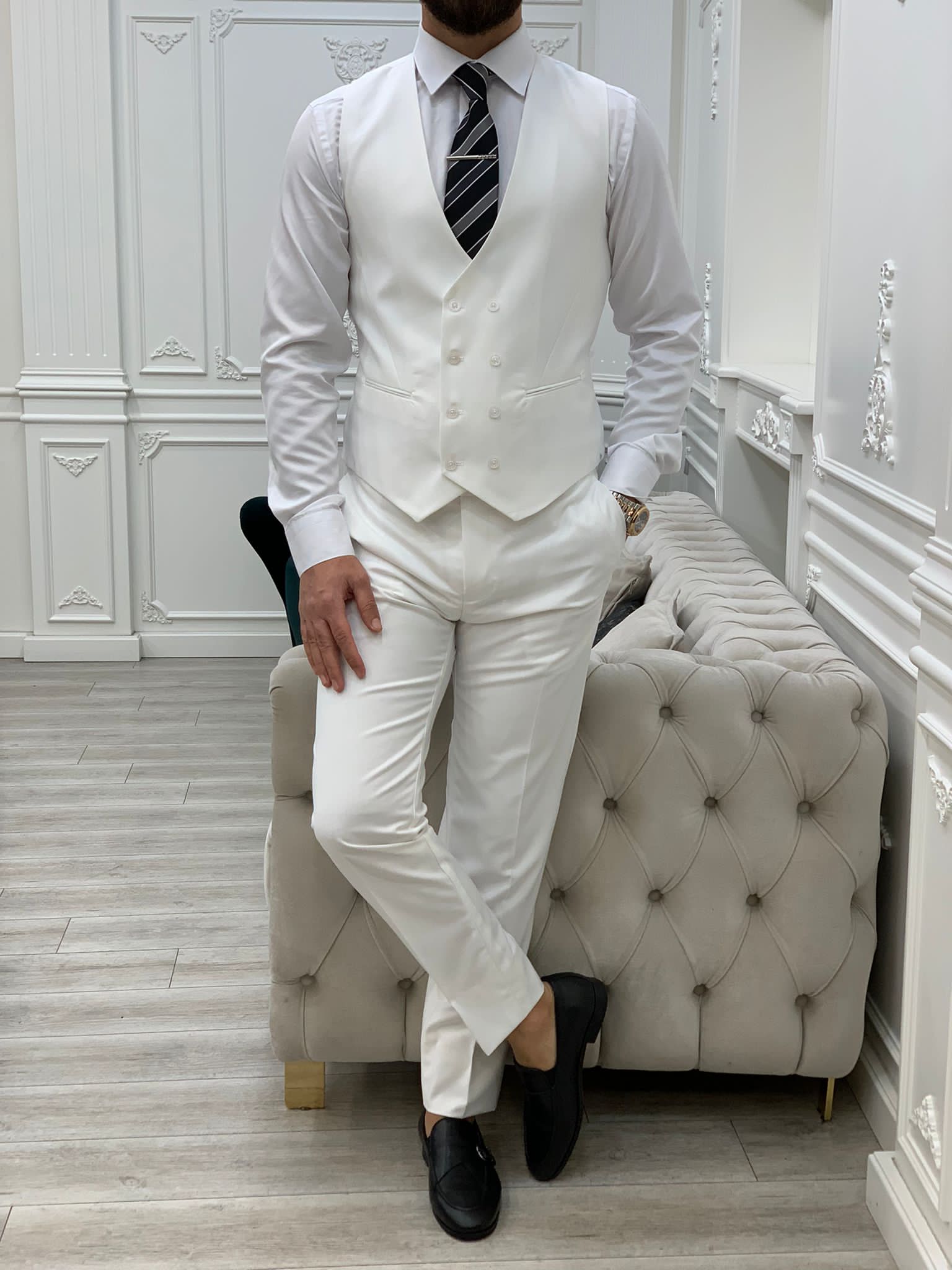 Bojoni Monte White  Slim Fit Suit