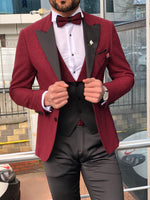 Load image into Gallery viewer, Slim-Fit Tuxedo Suit Claret Red II-baagr.myshopify.com-suit-BOJONI
