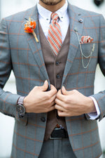 Load image into Gallery viewer, Sapon Slim-Fit Plaid Suit Vest Gray-baagr.myshopify.com-suit-BOJONI
