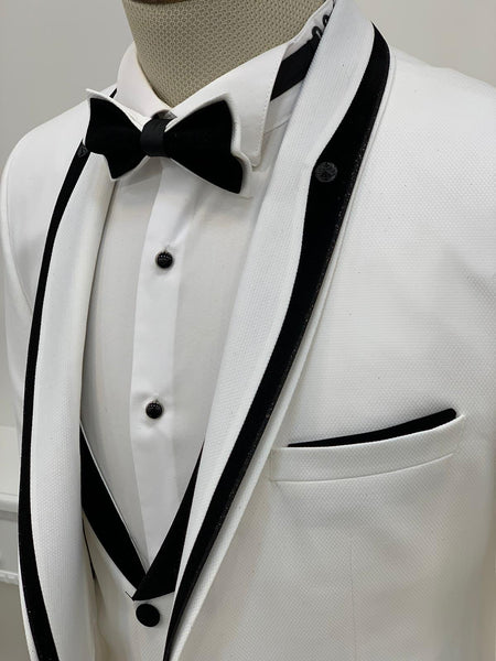 Partoni Royal White Slim Fit Tuxedo | BOJONI
