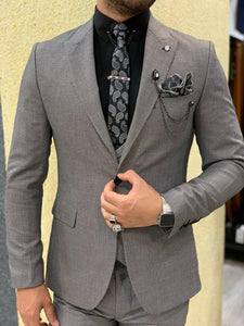 Verona Gray Slim Fit Wool Suit | BOJONI
