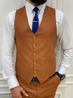Load image into Gallery viewer, Lambrusco Tan Slim Fit Peak Lapel Striped Suit-baagr.myshopify.com-1-BOJONI
