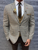 Load image into Gallery viewer, Bojoni Shagori Slim Fit Plaid Brown  Suit
