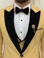 Load image into Gallery viewer, Bojoni Tishko Yellow Velvet  Slim Fit Tuxedo
