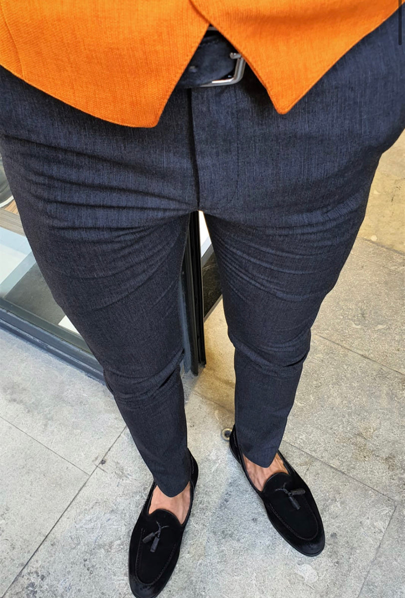 Ardenza Black Slim Fit Cotton Pants | BOJONI