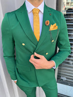 Load image into Gallery viewer, Bojoni Dayton Slim Fit Double Breasted Green Suit

