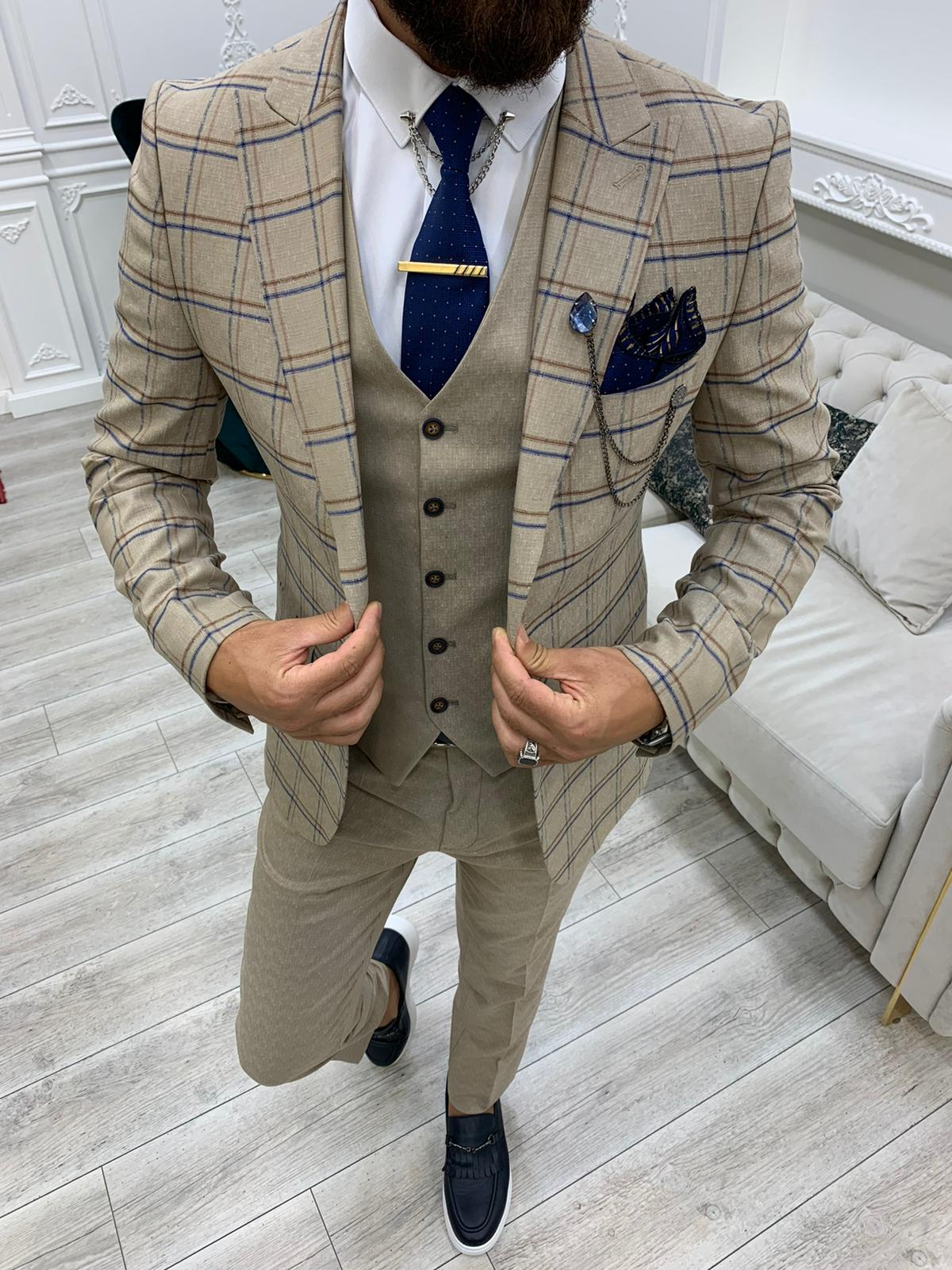 Argeli Cream Plaid Slim Fit Suit-baagr.myshopify.com-1-BOJONI