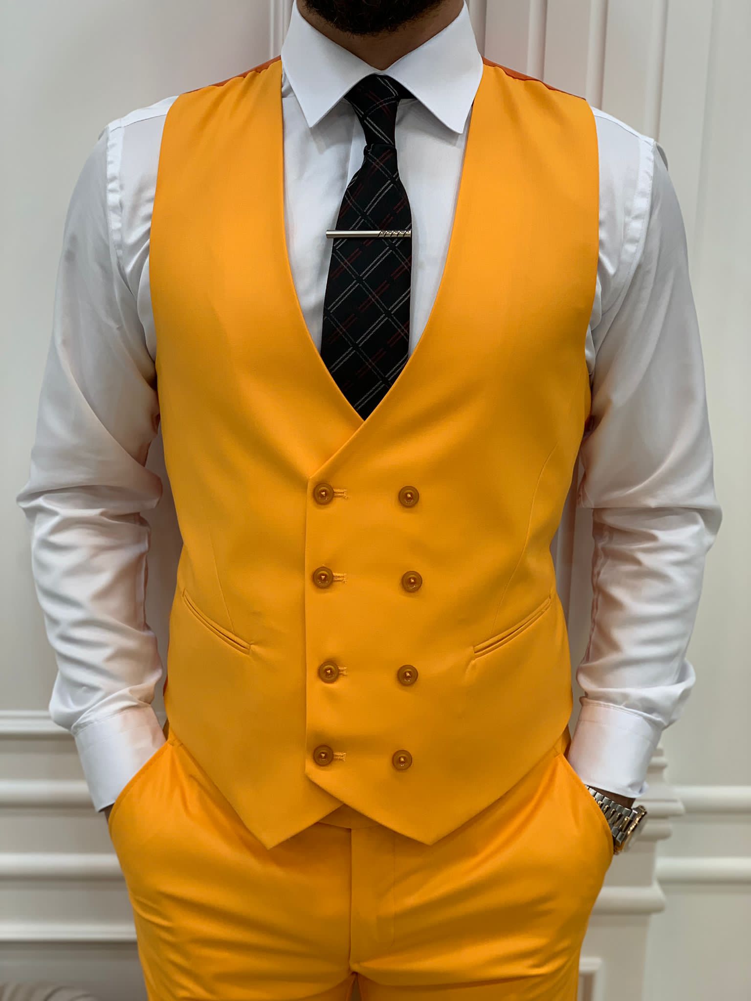 Bojoni Monte Yellow  Slim Fit Suit