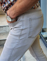 Load image into Gallery viewer, Sparks Beige Slim Fit Handmade Jeans-baagr.myshopify.com-Pants-BOJONI
