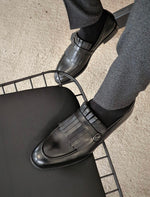 Load image into Gallery viewer, Forenzax Black Kilt Loafers-baagr.myshopify.com-shoes2-BOJONI
