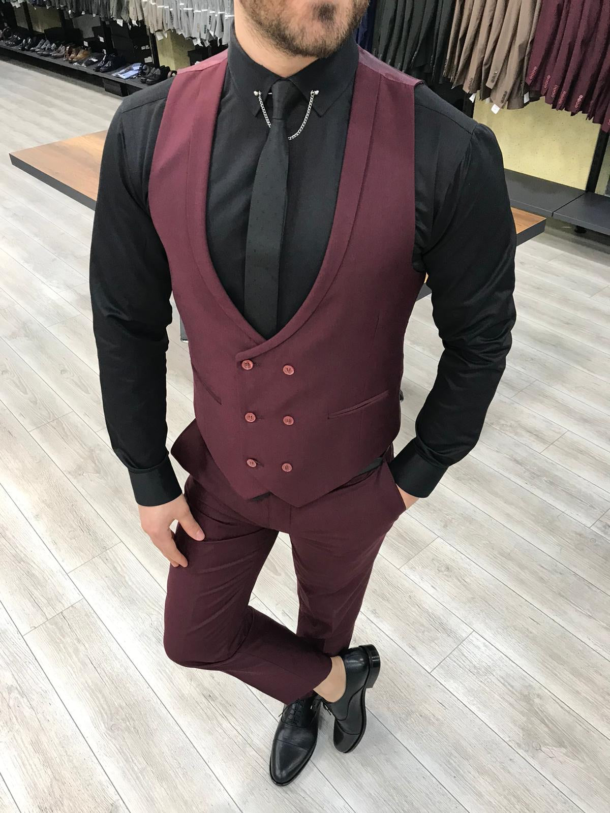 Louis Slim Fit Burgundy  Crystal  Suit-baagr.myshopify.com-1-BOJONI