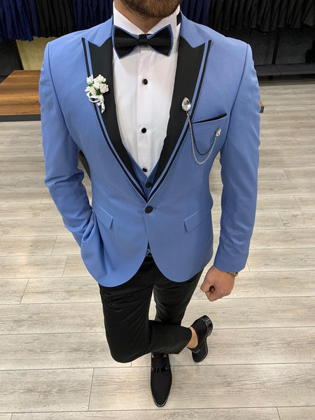 Forenzax Slim Fit Sky Blue Tuxedo | BOJONI