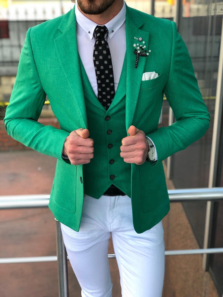 Multi Slim-Fit Suit Vest Green | BOJONI