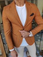 Load image into Gallery viewer, Bojoni Camel Slim Fit Blazer-baagr.myshopify.com-blazers-BOJONI
