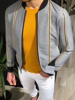 Load image into Gallery viewer, Faha Slim-Fit Colored Striped Jacket in Yellow-baagr.myshopify.com-Jacket-BOJONI
