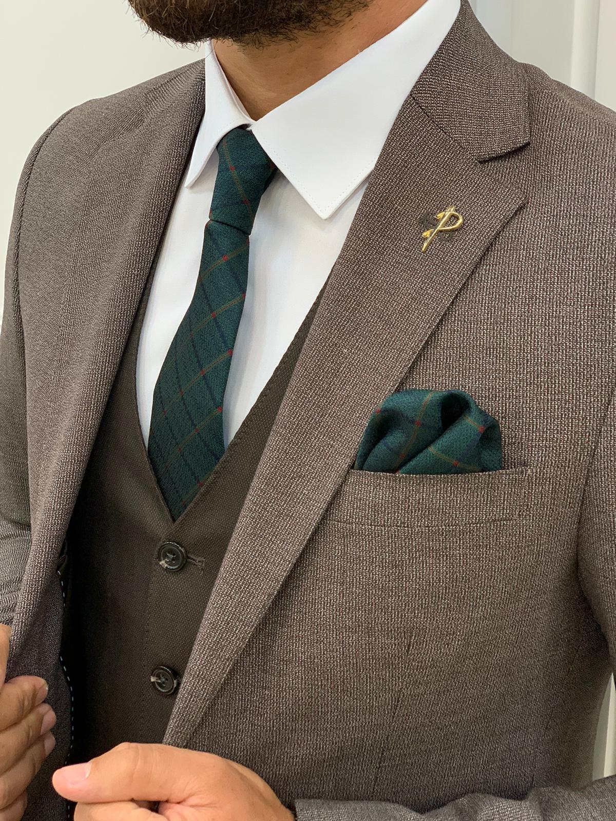Bojoni Dayton Coffee-Brown Slim Fit Suit