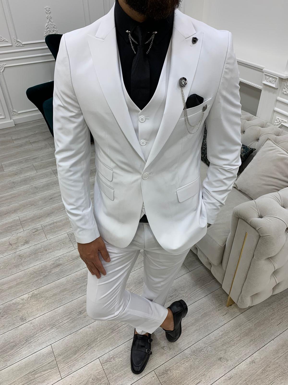 Vince White Slim Fit Peak Lapel Suit-baagr.myshopify.com-1-BOJONI