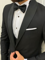 Load image into Gallery viewer, Fettachi Black Slim Fit Shawl Lapel Tuxedo-baagr.myshopify.com-1-BOJONI
