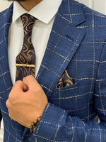 Load image into Gallery viewer, Serra Blue Slim Fit Plaid Suit-baagr.myshopify.com-1-BOJONI
