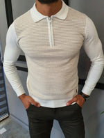 Load image into Gallery viewer, Turino Beige Slim Fit Zipper Collar Sweater-baagr.myshopify.com-sweatshirts-BOJONI
