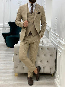 Lambrusco Cream Slim Fit Peak Lapel Striped Suit-baagr.myshopify.com-1-BOJONI