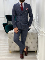 Load image into Gallery viewer, Vince Navy Blue Slim Fit Double Breasted Suit-baagr.myshopify.com-1-BOJONI
