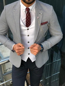 Forenzax Slim-Fit Plaid Suit Vest Navy-baagr.myshopify.com-suit-BOJONI
