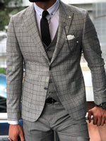 Load image into Gallery viewer, Greh Slim-Fit Plaid Suit Vest Gray-baagr.myshopify.com-suit-BOJONI

