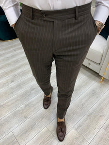 Furino Coffee Slim Fit Double Breasted Pinstripe Suit-baagr.myshopify.com-1-BOJONI