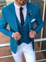 Load image into Gallery viewer, Multi Slim-Fit  Suit Vest Blue-baagr.myshopify.com-suit-brabion

