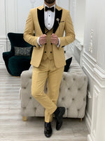 Load image into Gallery viewer, Bojoni Tishko Yellow Velvet  Slim Fit Tuxedo
