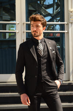 Load image into Gallery viewer, Bond Slim-Fit Suit Vest Black-baagr.myshopify.com-suit-BOJONI
